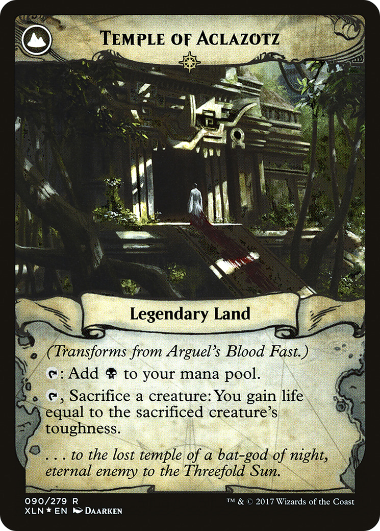 Arguel's Blood Fast // Temple of Aclazotz (PRE-90S) - Ixalan Promos: (compasslanddfc) Foil